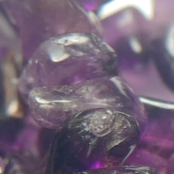 VTG Y2K Amethyst Chip Necklace 36" Natural Purple Gemstone Boho Strand Jewelry - Picture 16 of 16